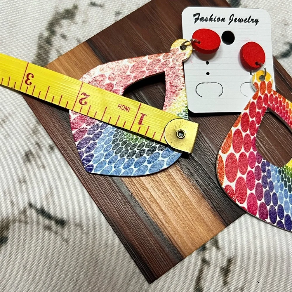 Wooden Colorful‎ bohemian Geometric Earrings Festival